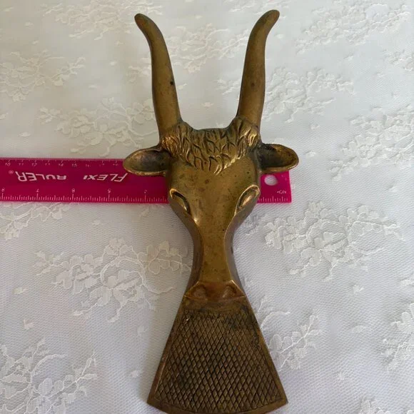 Vintage Brass TX Longhorn BullHead Door Knocker